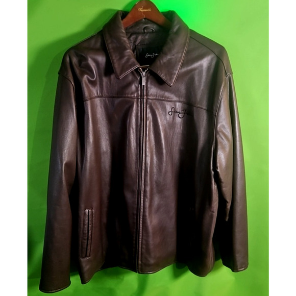 Sean John Leather Jacket XXL Brown Quilted Lined Zip Front Logo NWT Y2K fashion - Picture 2 of 15